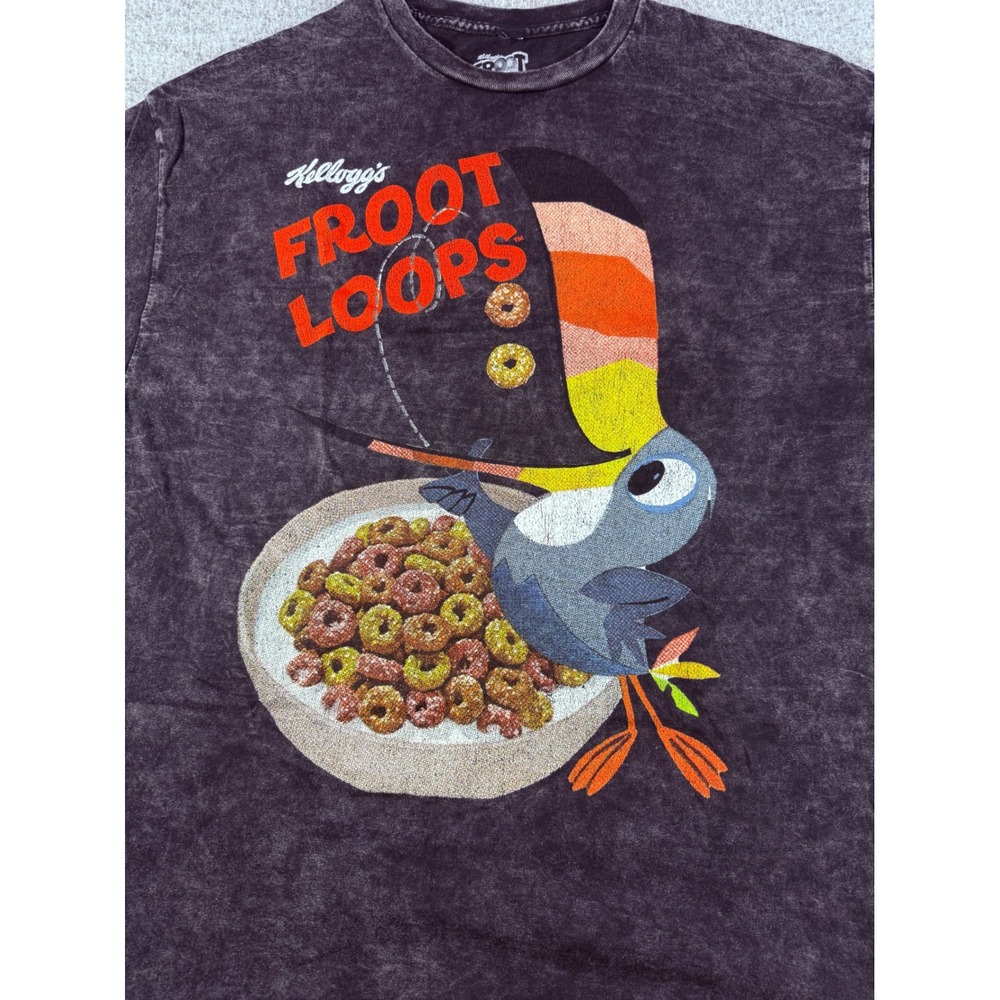 Kellogg's Froot Loops Toucan Sam Mineral Wash Graphic T-Shirt Large NEW